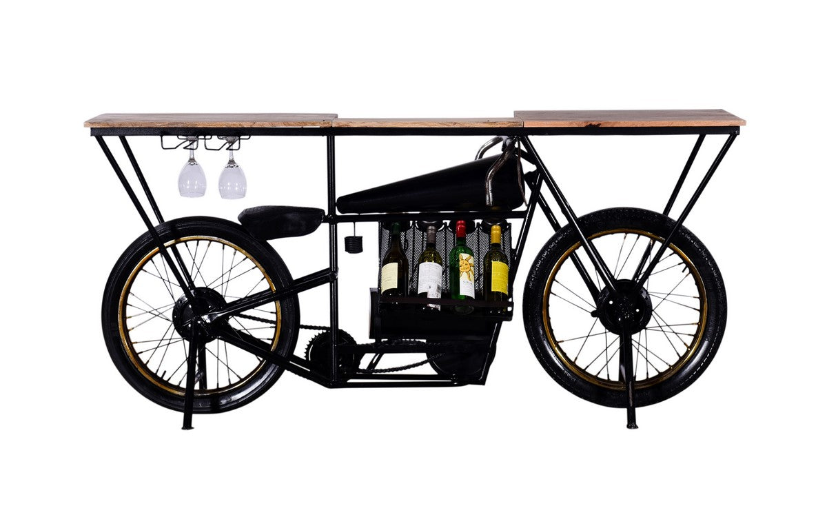 Black Motorcycle Wine Bar By Homeroots | Bar Carts | Modishstore - 2
