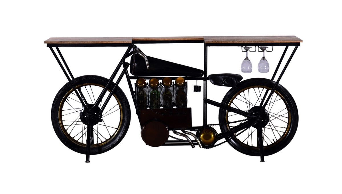 Black Motorcycle Wine Bar By Homeroots | Bar Carts | Modishstore - 3