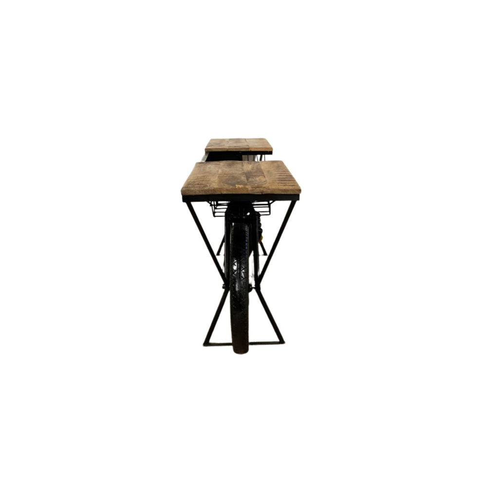 Black And Gold Metal Mango Wood Bike Bar Counter By Homeroots | Bar Carts | Modishstore - 5
