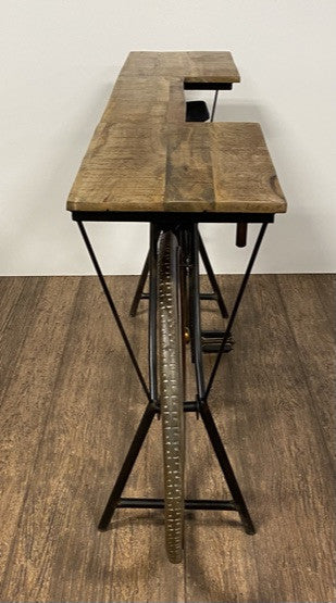 Brown Metal Mango Wood Iconic Vintage Cycle Table By Homeroots | Bar Carts | Modishstore - 4