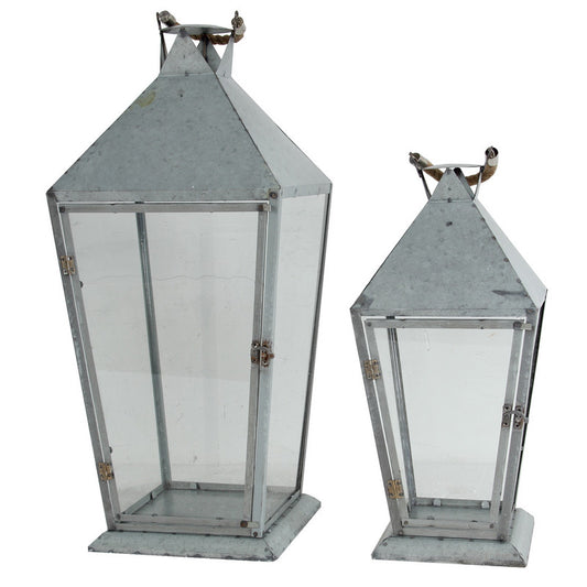 A&B Home Metal/Glass Lanterns - Set Of 2 | Lanterns | Modishstore