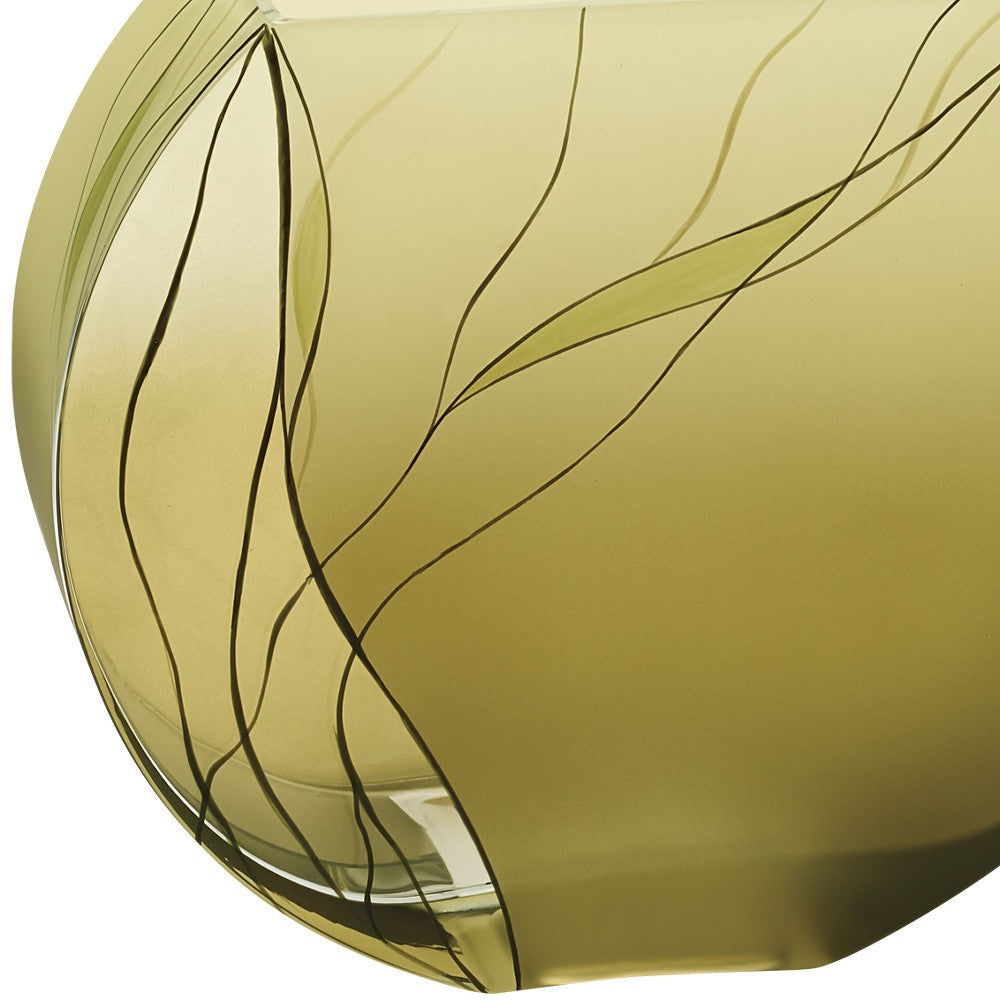 9 Mouth Blown European Made Green Glass Hand Decorated Vase By Homeroots | Vases | Modishstore - 4