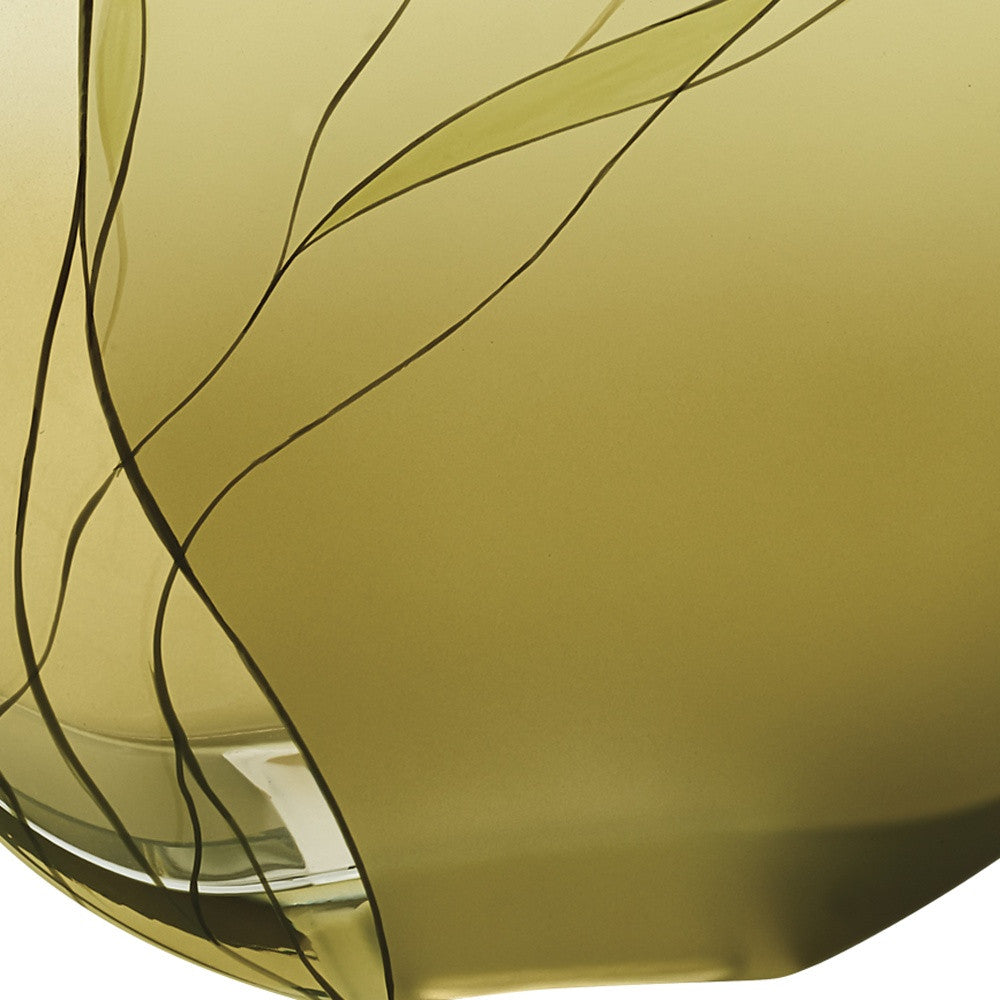 9 Mouth Blown European Made Green Glass Hand Decorated Vase By Homeroots | Vases | Modishstore - 5