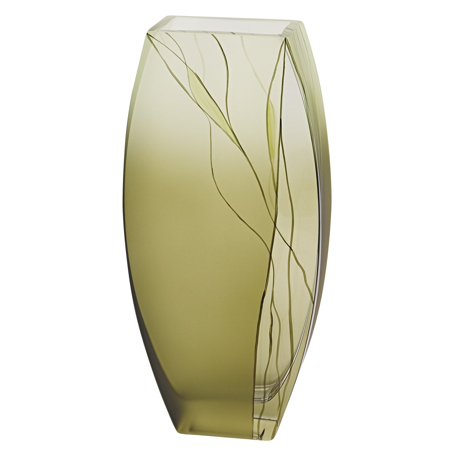 12 Mouth Blown European Made Green Glass Hand Decorated Vase By Homeroots | Vases | Modishstore - 3