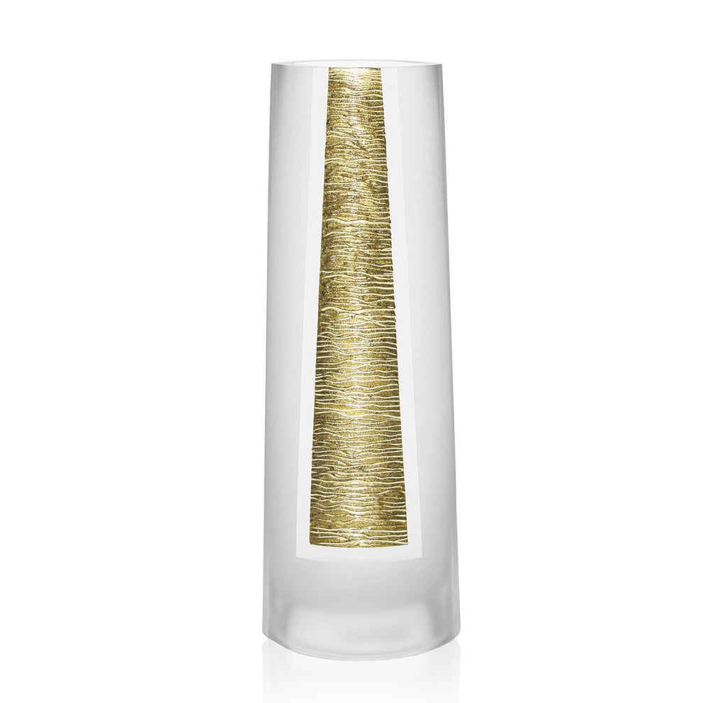 10.5 Mouth Blown Hand Decorated Standard Gold Vase By Homeroots | Vases | Modishstore - 3