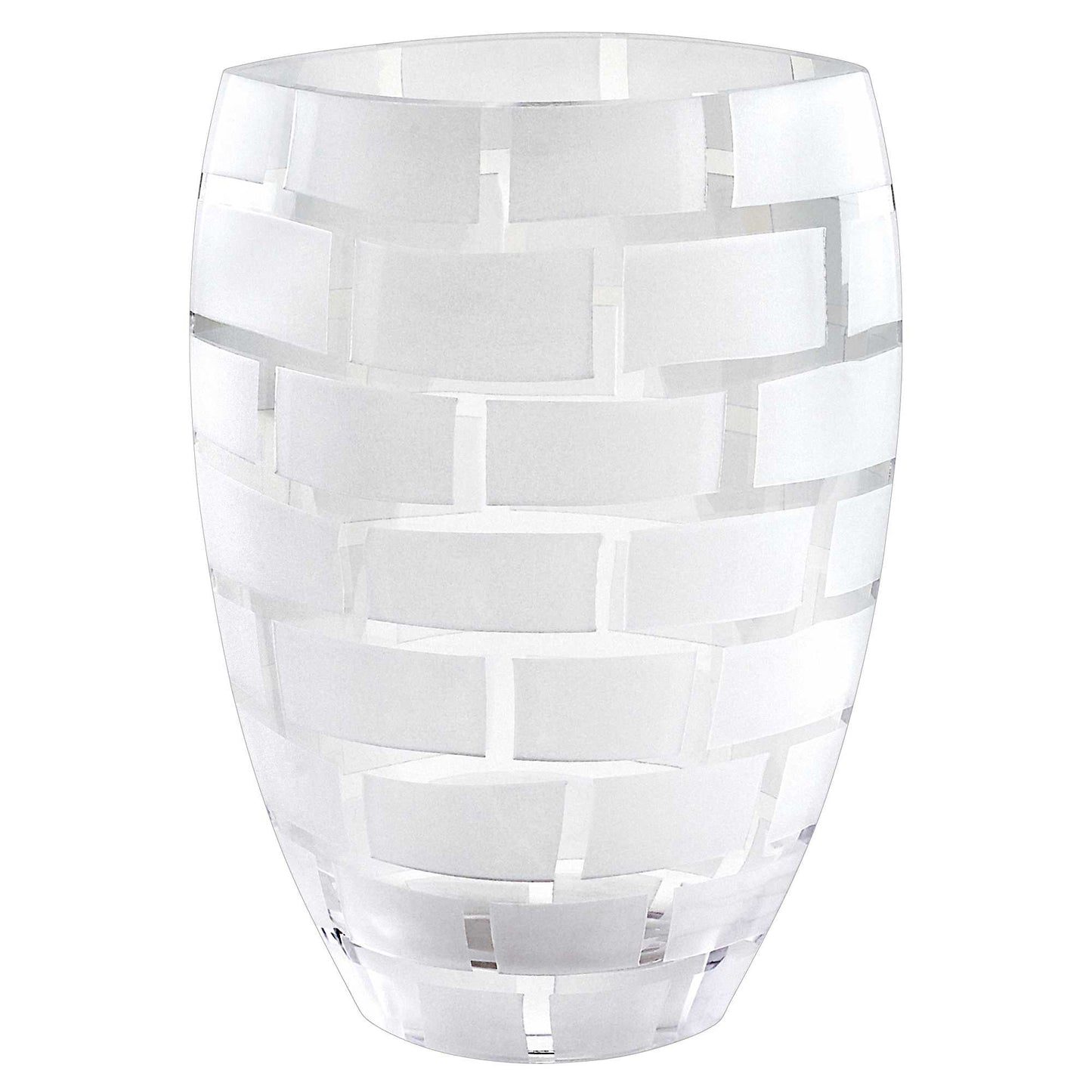 12" Mouth Blown Frosted Crystal European Made Wall Design Vase By Homeroots