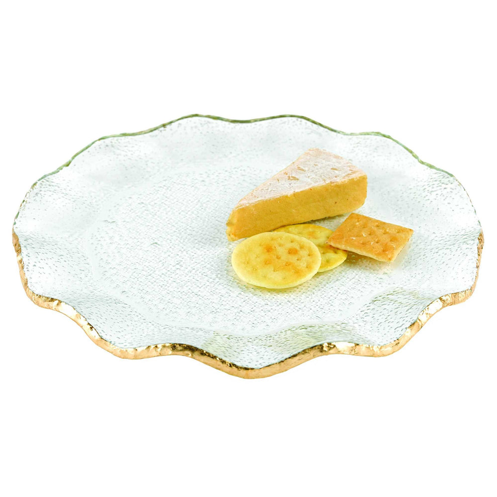 13 Mouth Blown Wavy Edge Gold Leaf Platter Or Charger By Homeroots | Trays | Modishstore - 2
