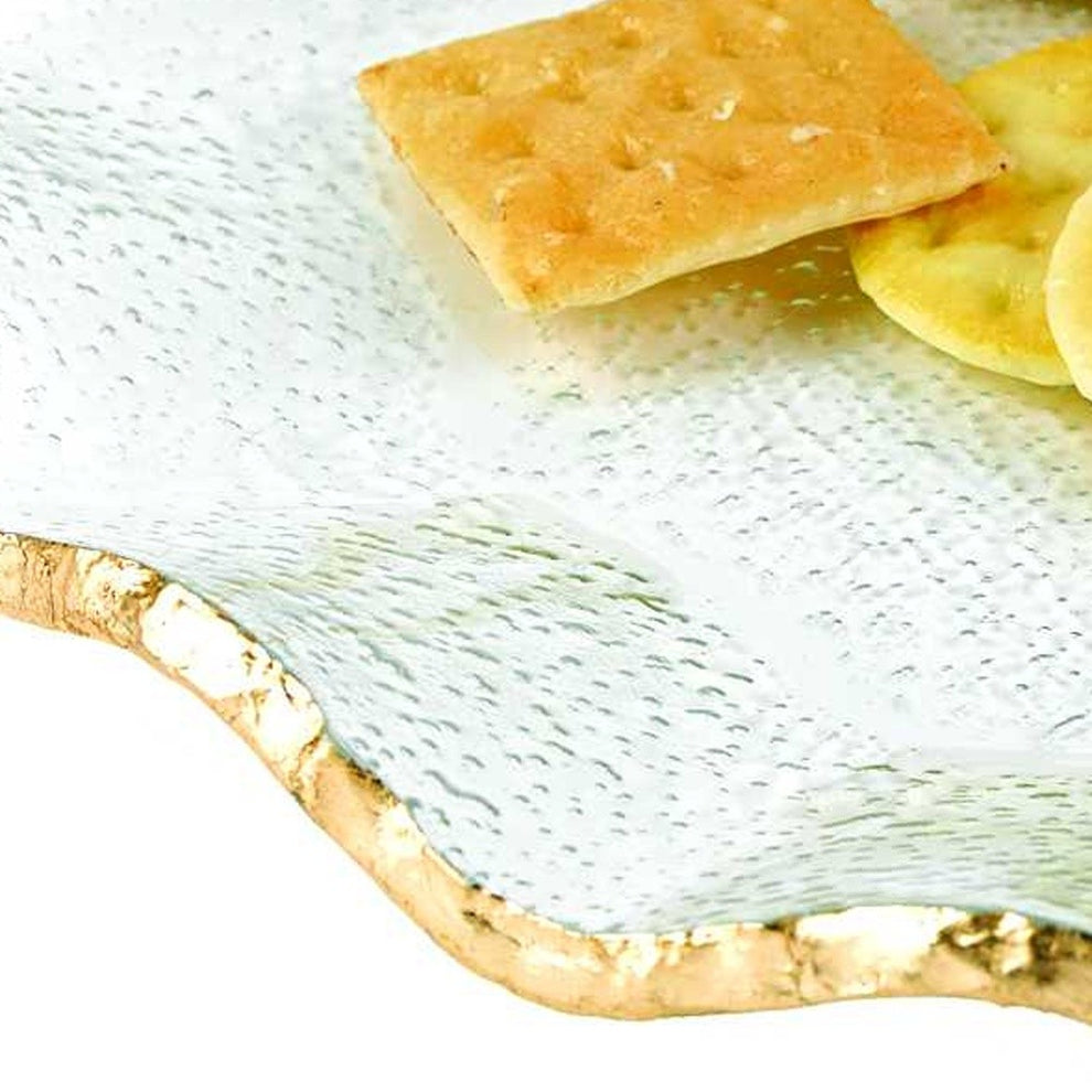 13 Mouth Blown Wavy Edge Gold Leaf Platter Or Charger By Homeroots | Trays | Modishstore - 4