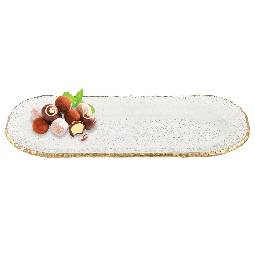 18 Mouth Blown Oval Edge Gold Leaf Platter By Homeroots | Trays | Modishstore - 2