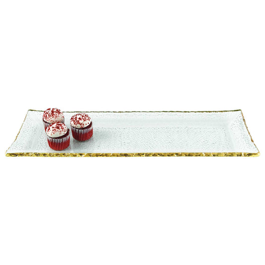 18 Mouth Blown Rectangular Edge Gold Leaf Serving Platter Or Tray By Homeroots | Trays | Modishstore