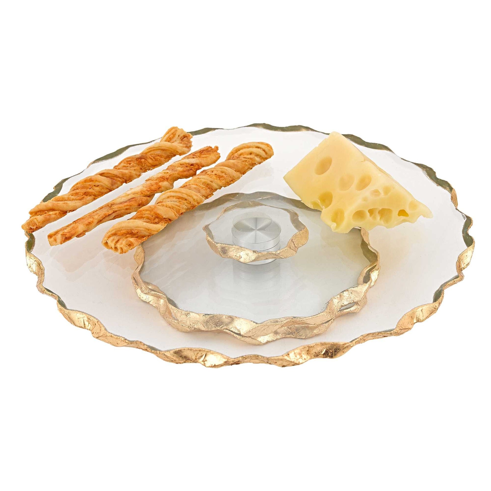 13 Hand Decorated Chiseled Edge Gold Leaf Turning Platter By Homeroots | Trays | Modishstore - 2