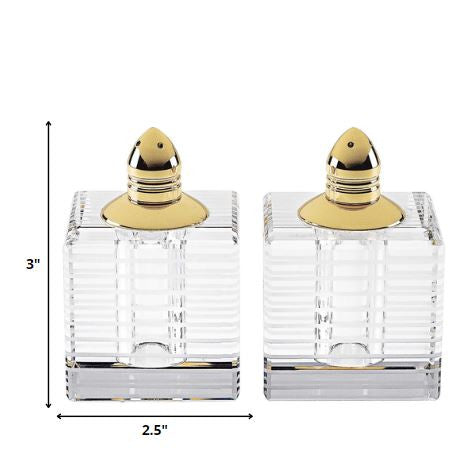 Hand Made Crystal Gold Pair Of Salt And Pepper Shakers By Homeroots | Trays | Modishstore - 2
