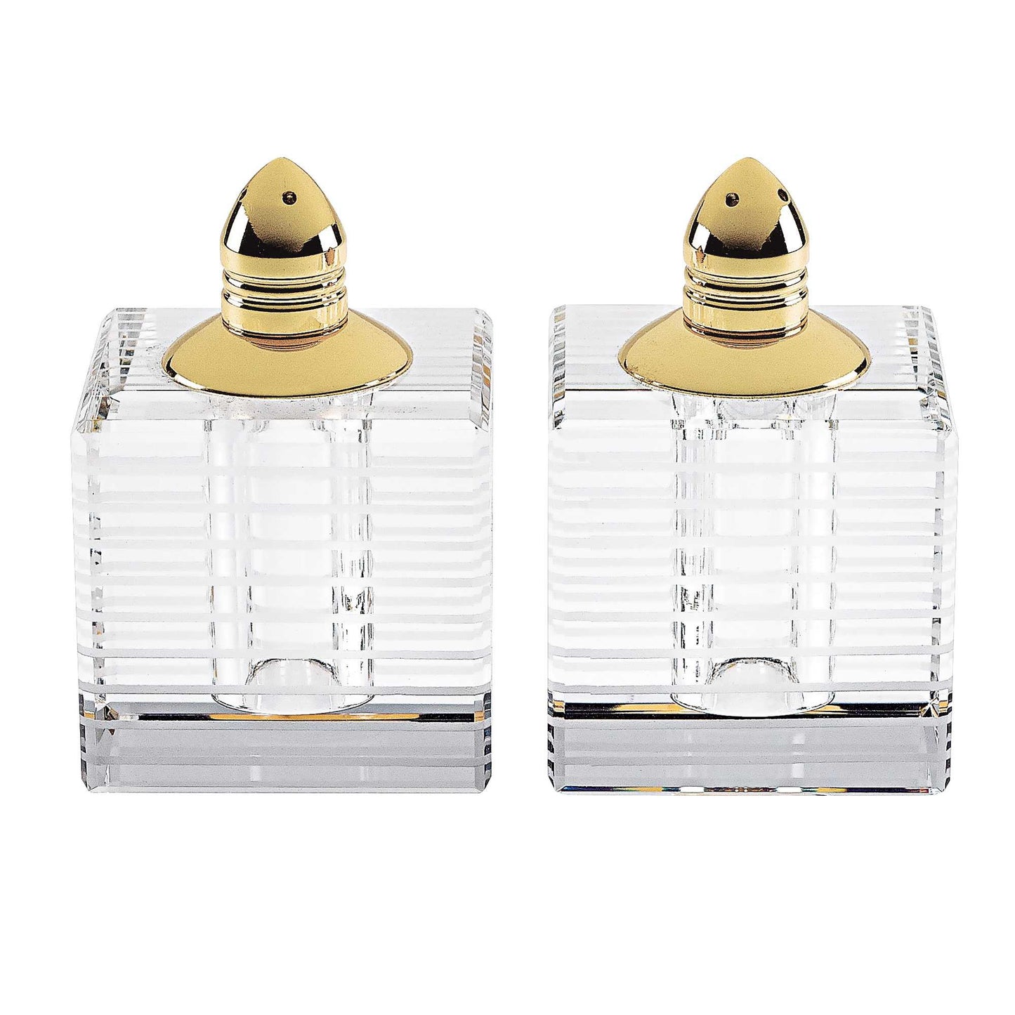 Hand Made Crystal Gold Pair Of Salt And Pepper Shakers By Homeroots | Trays | Modishstore - 3