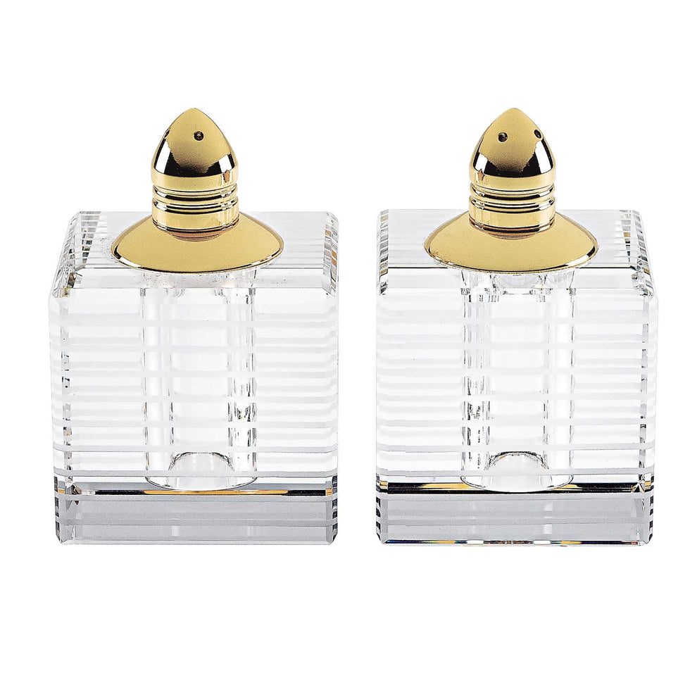 Hand Made Crystal Gold Pair Of Salt And Pepper Shakers By Homeroots | Trays | Modishstore - 3