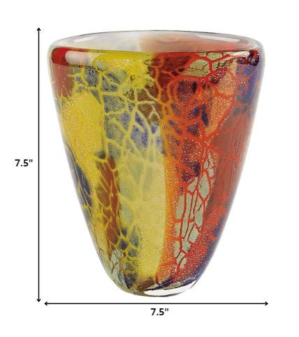 8 MultiColor Art Glass Oval Vase By Homeroots | Vases | Modishstore - 2