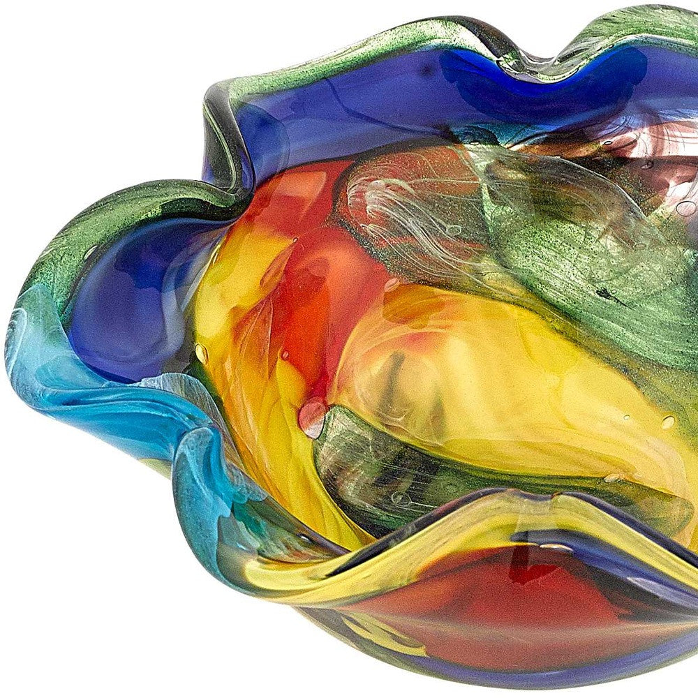 85 Multicolor Art Glass Floppy Centerpiece Bowl By Homeroots | Decorative Bowls | Modishstore - 4