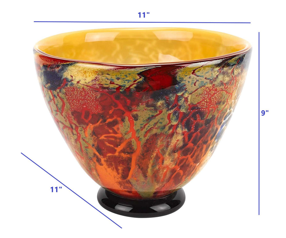 11 Mouth Blown Art Glass Centerpiece Or Punch Bowl By Homeroots | Decorative Bowls | Modishstore - 4