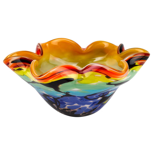 85 Mouth Blown Art Glass Wavy Inch Centerpiece Or Candy Bowl By Homeroots | Decorative Bowls | Modishstore