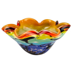 85 Mouth Blown Art Glass Wavy Inch Centerpiece Or Candy Bowl By Homeroots