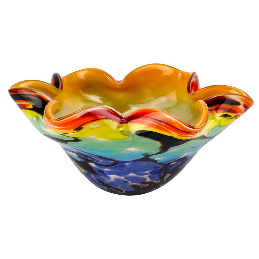 85 Mouth Blown Art Glass Wavy Inch Centerpiece Or Candy Bowl By Homeroots | Decorative Bowls | Modishstore - 3