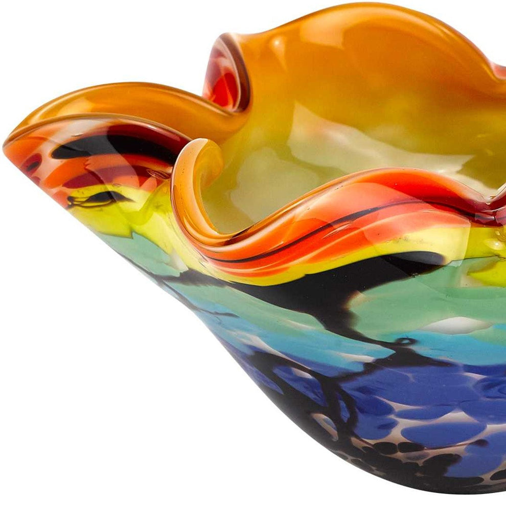 85 Mouth Blown Art Glass Wavy Inch Centerpiece Or Candy Bowl By Homeroots | Decorative Bowls | Modishstore - 4