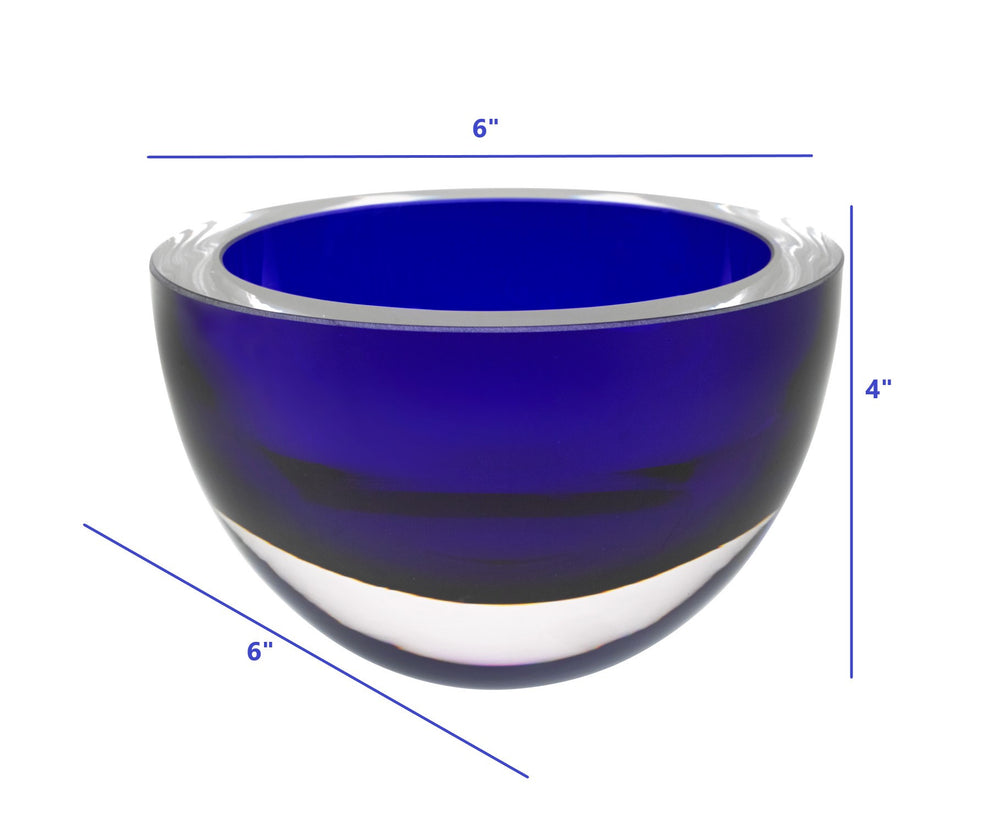 6 Mouth Blown European Made Lead Free Cobalt Blue Crystal Bowl By Homeroots | Decorative Bowls | Modishstore - 4
