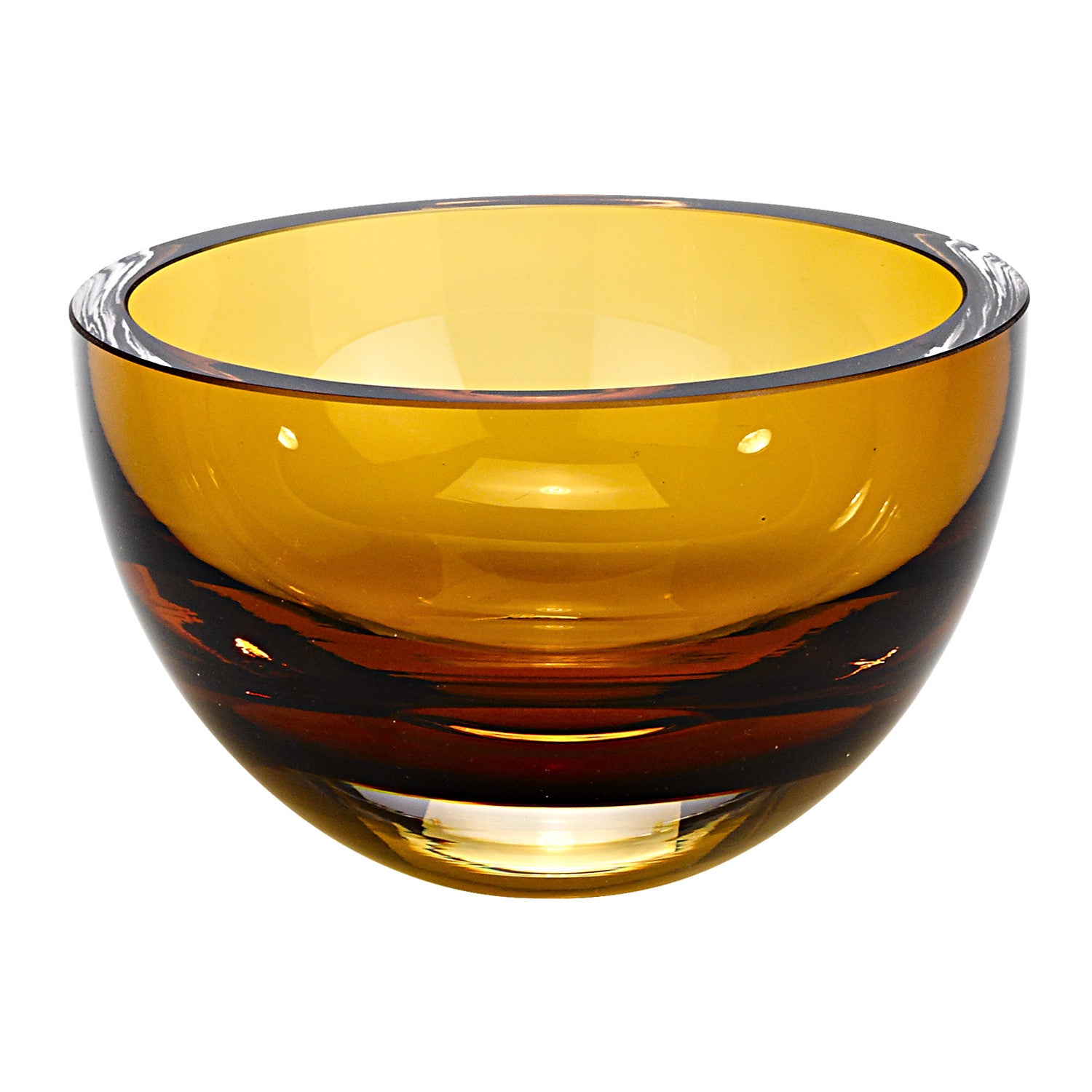 6 Mouth Blown European Made Lead Free Amber Crystal Bowl By Homeroots | Decorative Bowls | Modishstore - 2