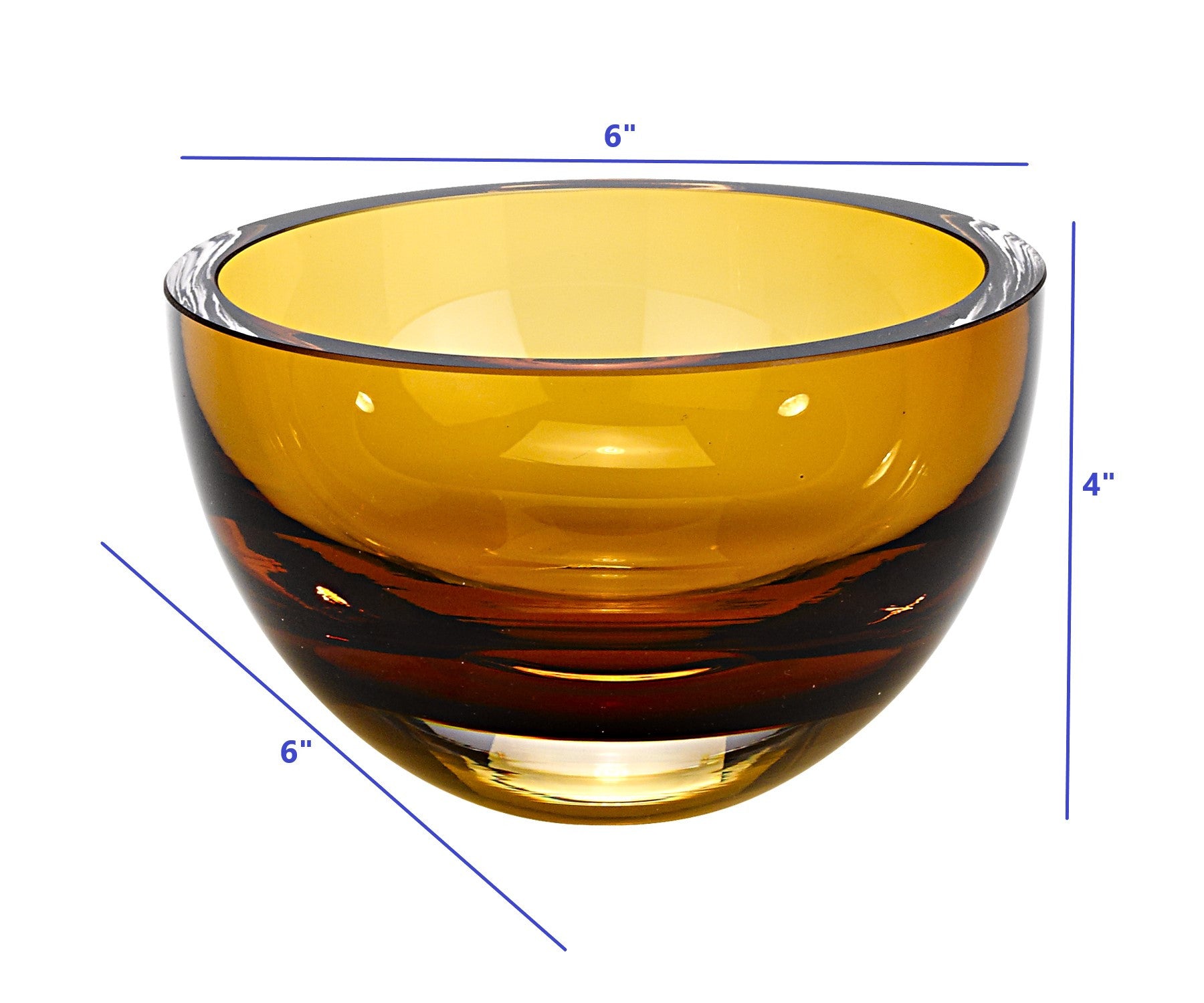 6 Mouth Blown European Made Lead Free Amber Crystal Bowl By Homeroots | Decorative Bowls | Modishstore - 4