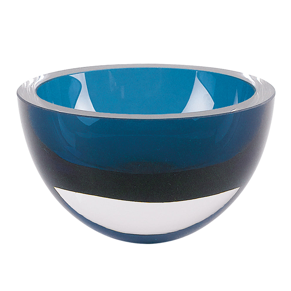 6 Mouth Blown European Made Lead Free Peacock Blue Crystal Bowl By Homeroots | Decorative Bowls | Modishstore - 2
