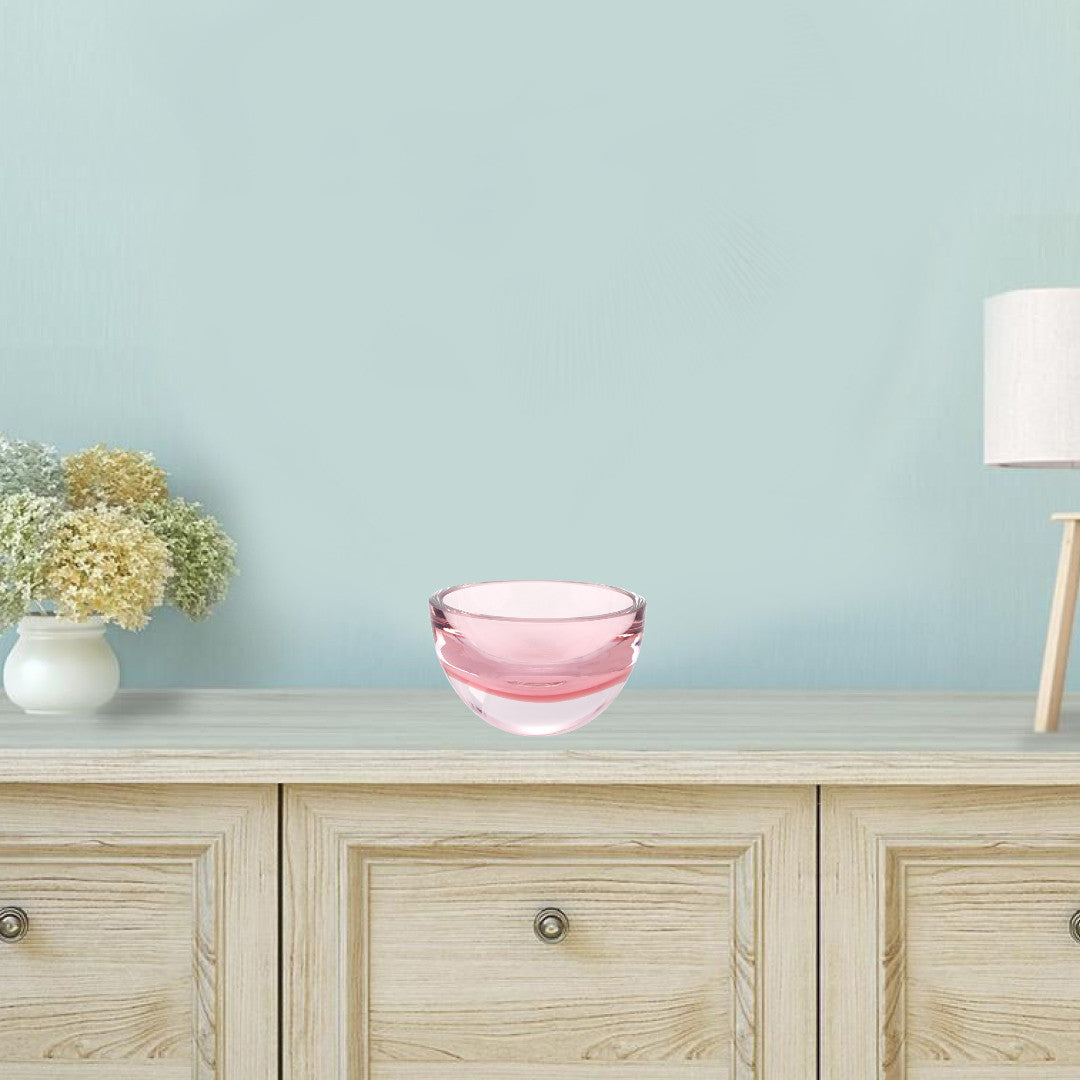 6 Mouth Blown European Made Lead Free Pink Crystal Bowl By Homeroots | Decorative Bowls | Modishstore