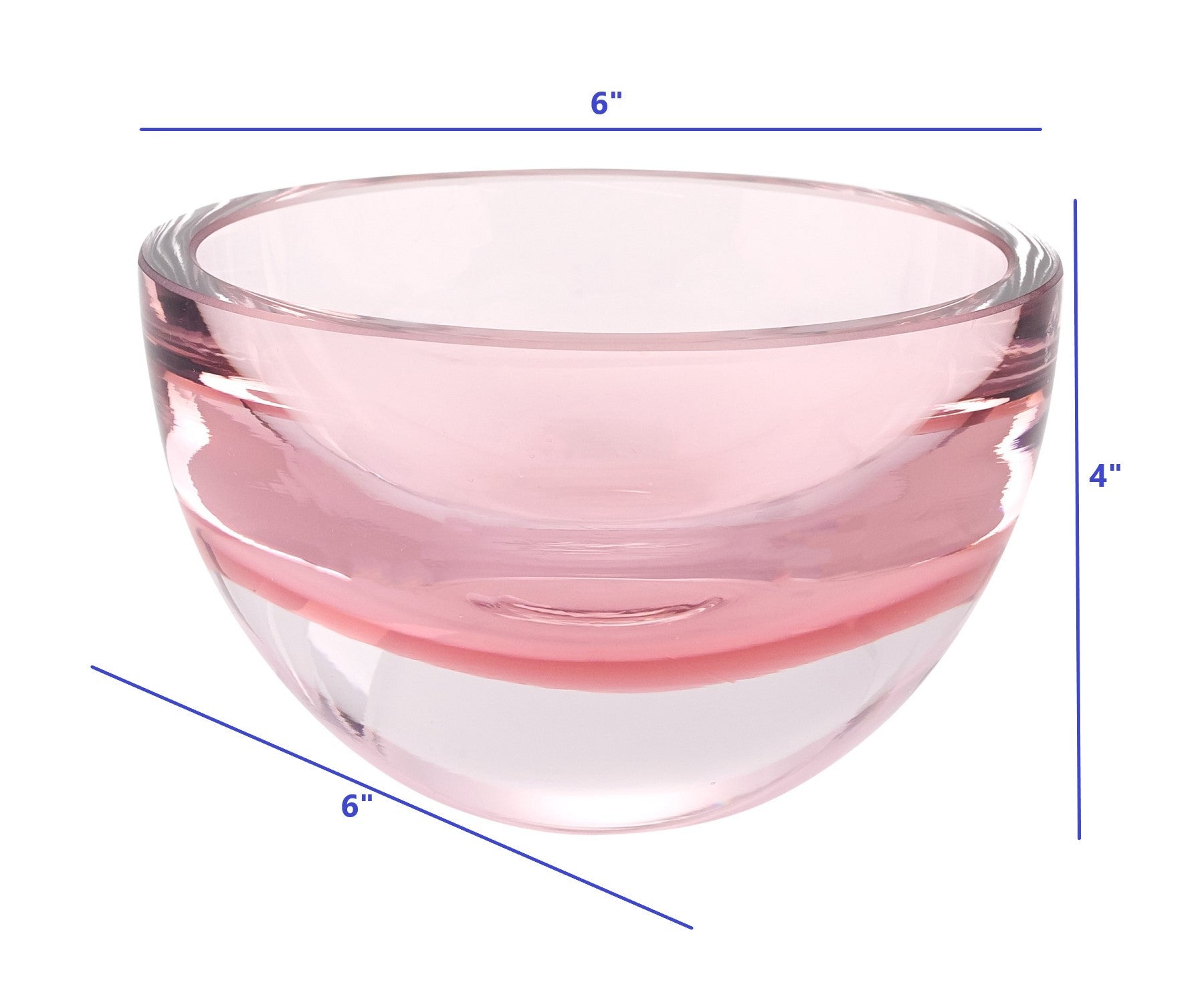 6 Mouth Blown European Made Lead Free Pink Crystal Bowl By Homeroots | Decorative Bowls | Modishstore - 4
