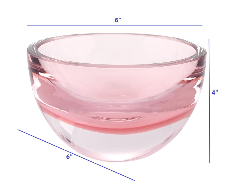 6 Mouth Blown European Made Lead Free Pink Crystal Bowl By Homeroots | Decorative Bowls | Modishstore - 4