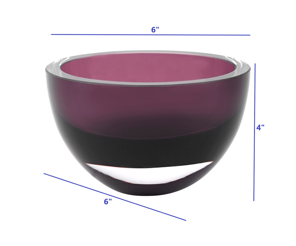6 Mouth Blown European Made Lead Free Purple Crystal Bowl By Homeroots | Decorative Bowls | Modishstore - 4