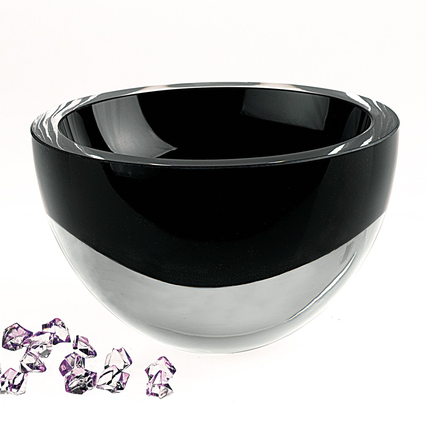 6 Mouth Blown Crystal European Made Lead Free Jet Black Bowl By Homeroots | Decorative Bowls | Modishstore - 2
