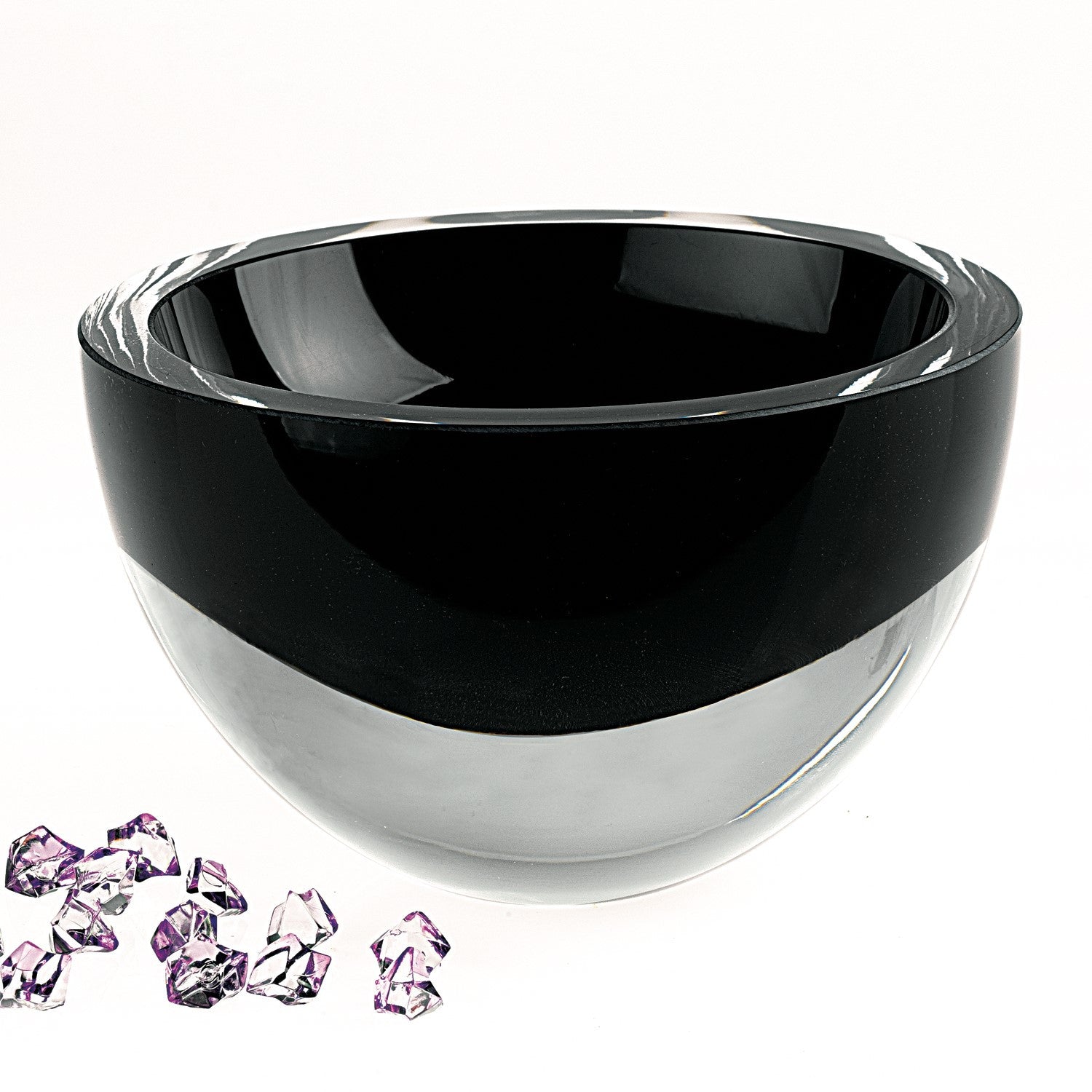 6 Mouth Blown Crystal European Made Lead Free Jet Black Bowl By Homeroots | Decorative Bowls | Modishstore - 2