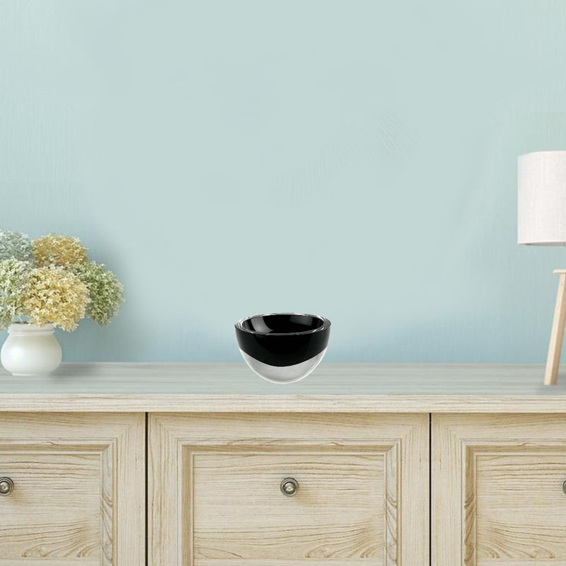 6 Mouth Blown Crystal European Made Lead Free Jet Black Bowl By Homeroots | Decorative Bowls | Modishstore