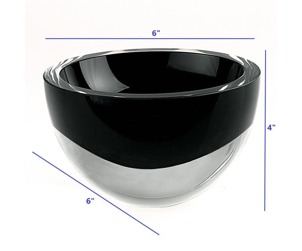 6 Mouth Blown Crystal European Made Lead Free Jet Black Bowl By Homeroots | Decorative Bowls | Modishstore - 4