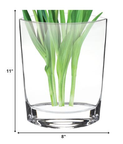 11 Mouth Blown Crystal European Made Pocket Shaped Vase By Homeroots | Vases | Modishstore - 2