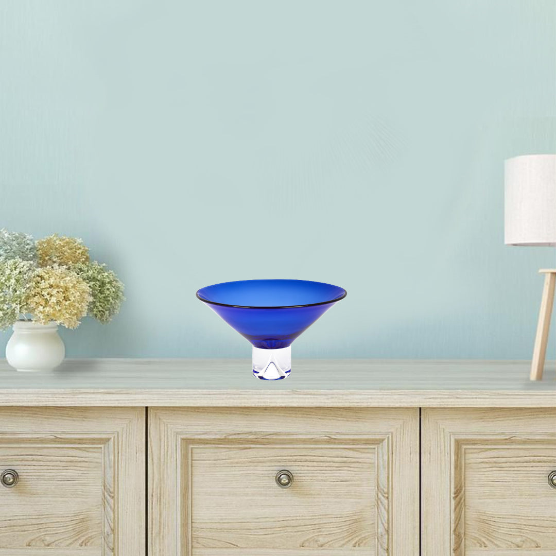 11 Mouth Blown Crystal Cobalt Blue Centerpiece Bowl By Homeroots | Decorative Bowls | Modishstore - 3