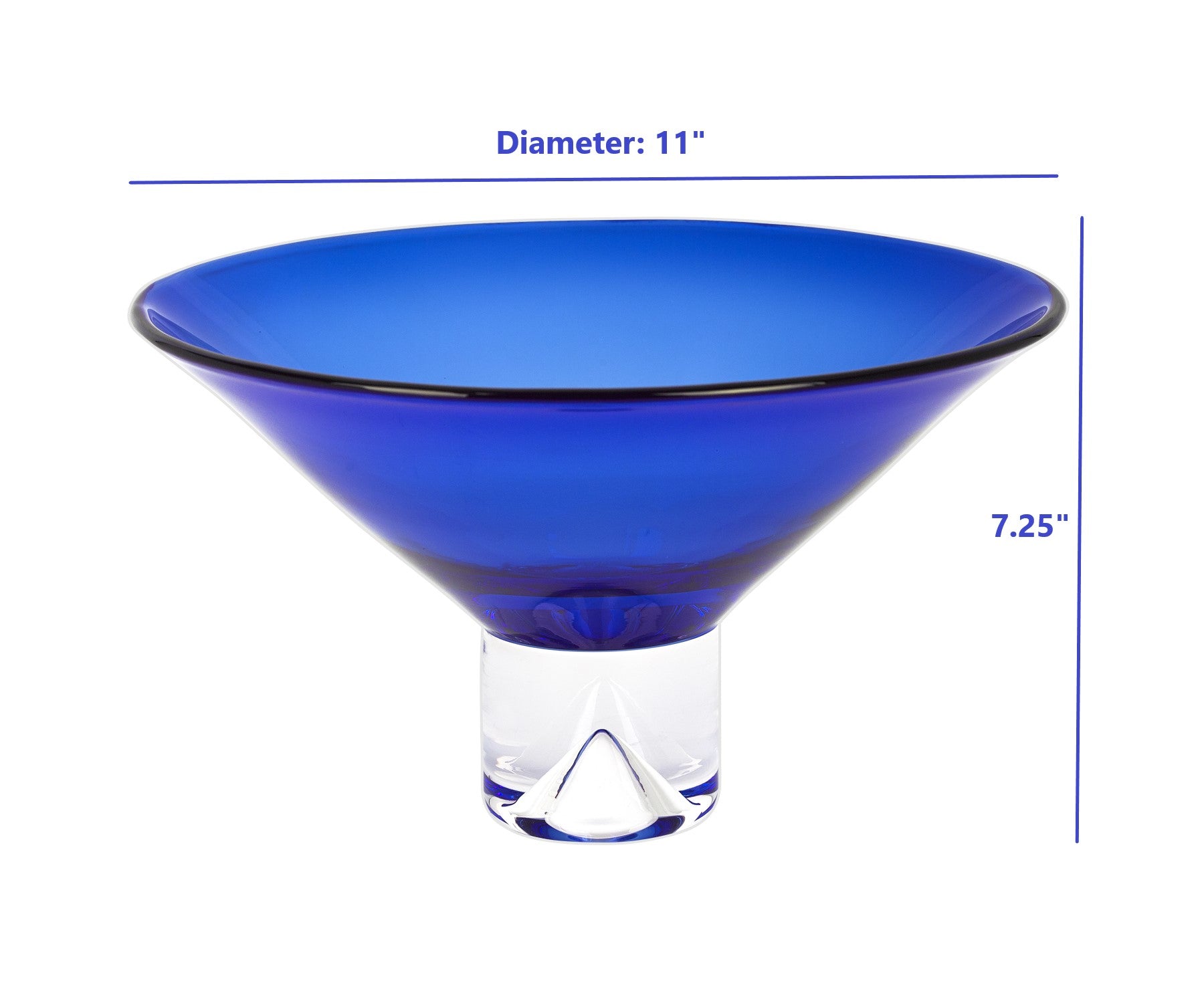11 Mouth Blown Crystal Cobalt Blue Centerpiece Bowl By Homeroots | Decorative Bowls | Modishstore - 4