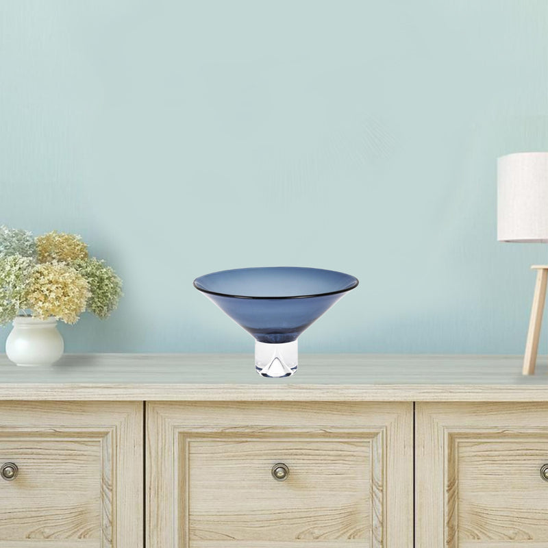 12 Mouth Blown Crystal Midnight Blue Centerpiece Bowl By Homeroots | Decorative Bowls | Modishstore