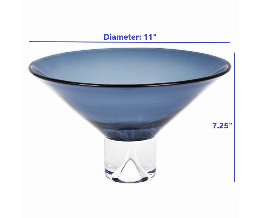 12 Mouth Blown Crystal Midnight Blue Centerpiece Bowl By Homeroots | Decorative Bowls | Modishstore - 4