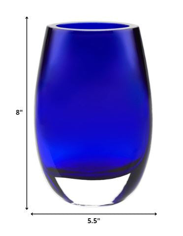 8 Mouth Blown Crystal Cobalt Blue Vase By Homeroots | Vases | Modishstore - 2