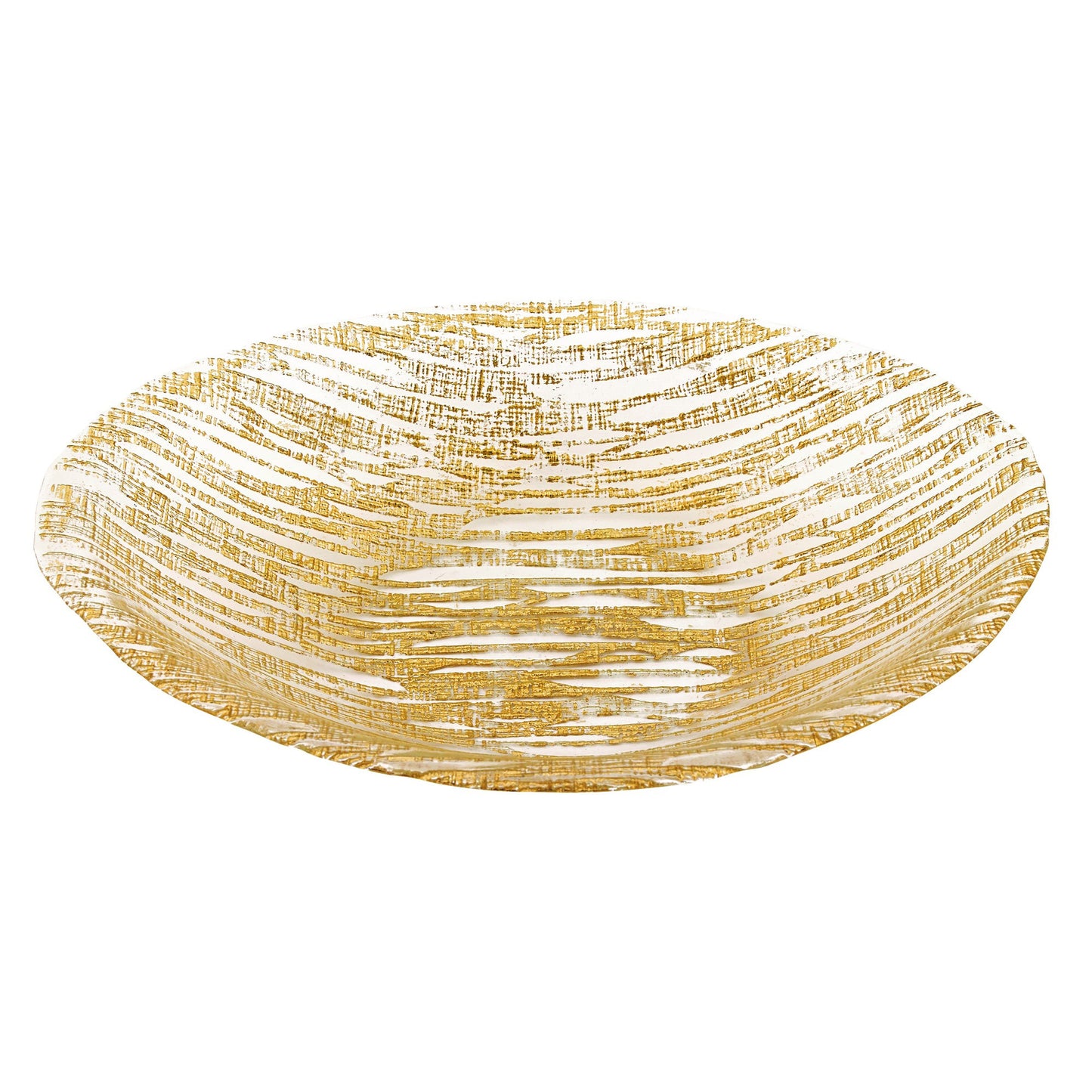 9 Hand Crafted Glass Oval Gold Salad Or Centerpiece Bowl By Homeroots | Decorative Bowls | Modishstore