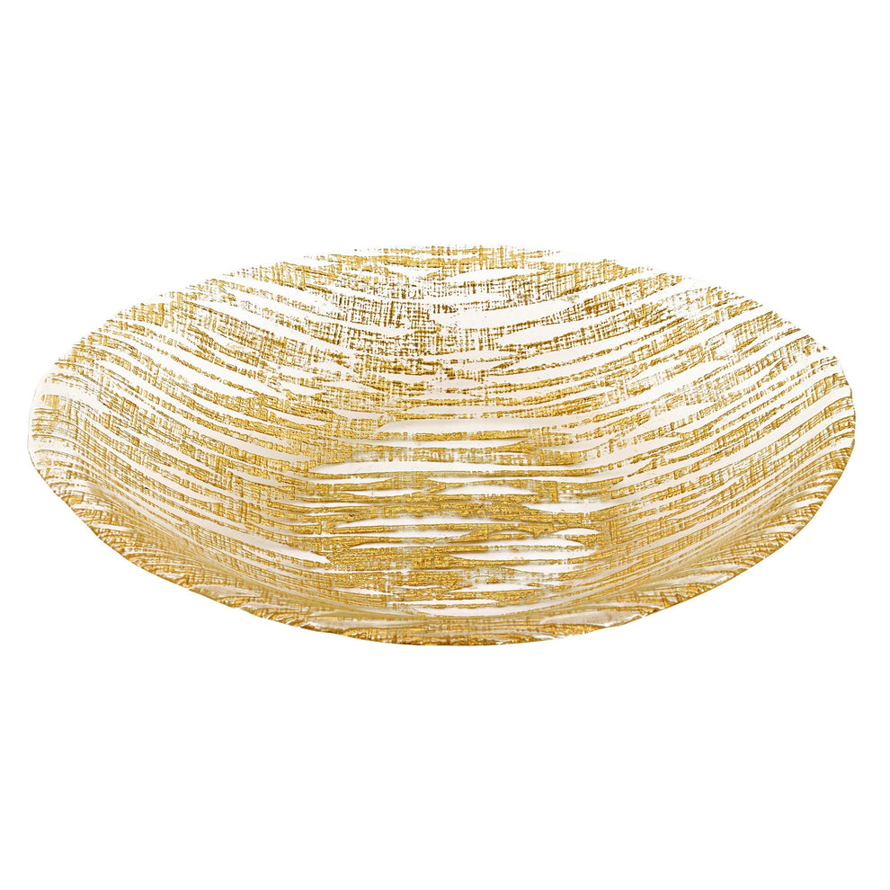 9 Hand Crafted Glass Oval Gold Salad Or Centerpiece Bowl By Homeroots | Decorative Bowls | Modishstore - 2