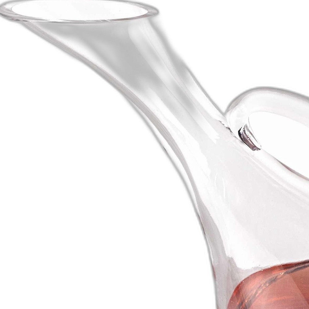 Mouth Blown Glass Wine Carafe 32 Oz By Homeroots | Drinkware | Modishstore - 4