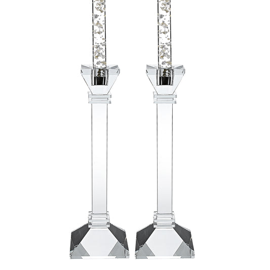 Hand Crafted Crystal Pair Classic Candle Holders By Homeroots | Candle Holders | Modishstore