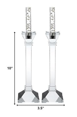 Hand Crafted Crystal Pair Classic Candle Holders By Homeroots | Candle Holders | Modishstore - 2
