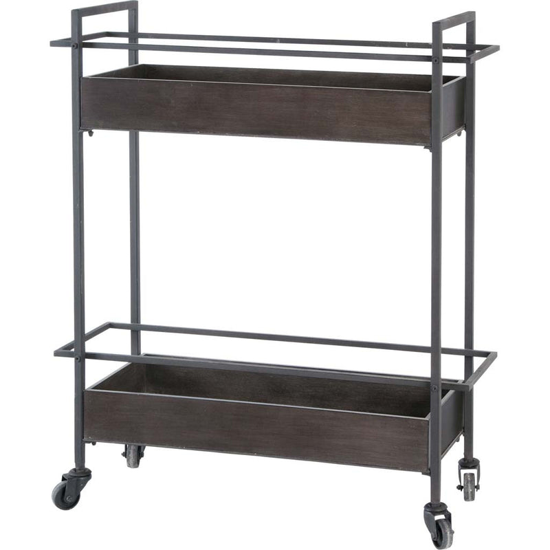 Rectangular Gray Metal With Two-Tier Shelves Bar Cart By Homeroots | Bar Carts | Modishstore