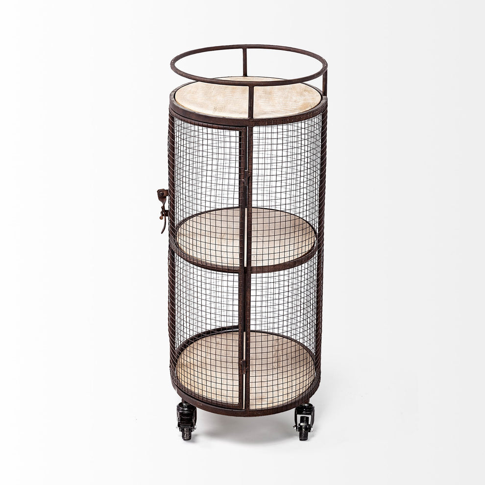 Cylindrical Matte Black Metal Bar Cart By Homeroots | Bar Carts | Modishstore - 2